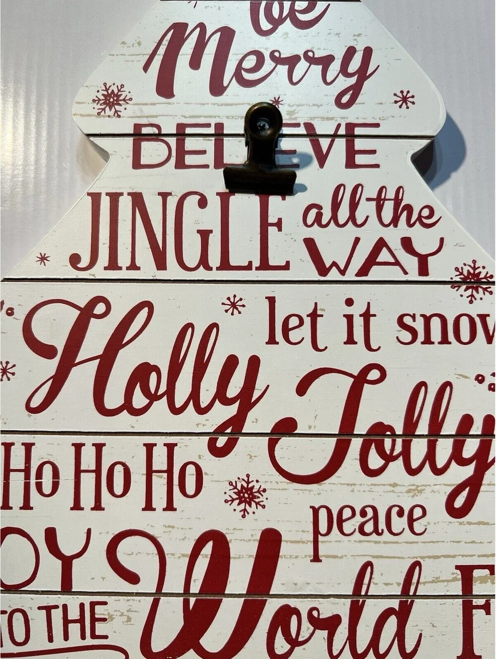 Malden Christmas Tree Holds A 4x6 Picture; Be Merry,  Believe, Joy To The World